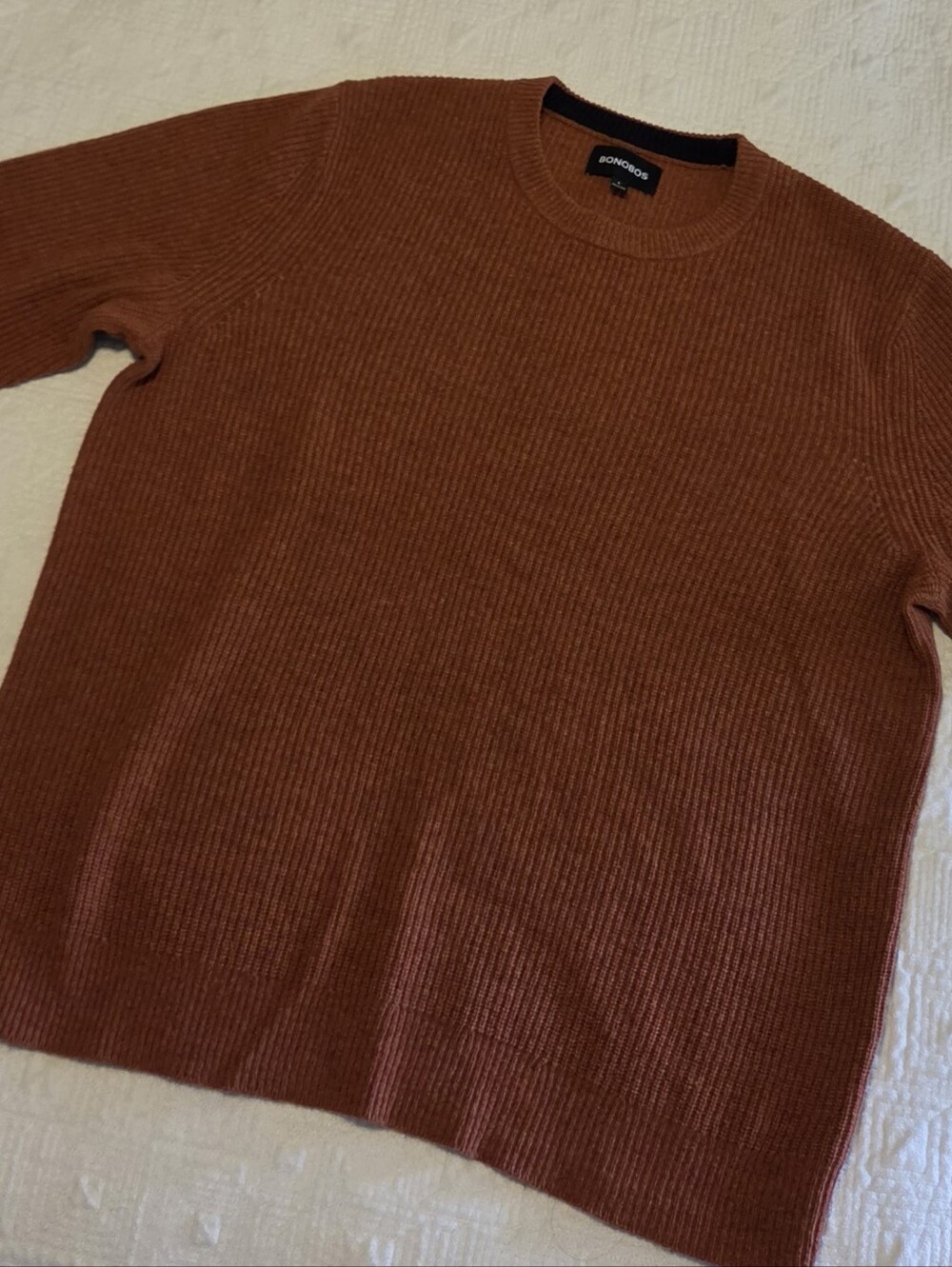 Bonobos Ribbed Crewneck Merino Wool Sweater, Size Large